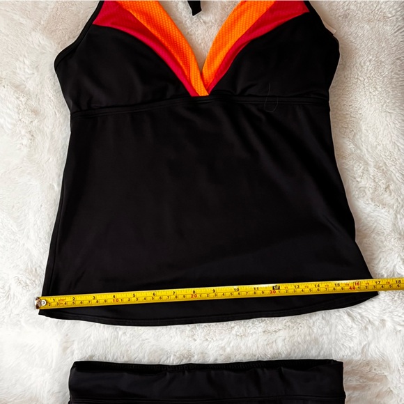 Nike Two Piece Swimsuit Black with Orange and Pink Size 8 - Picture 14 of 15